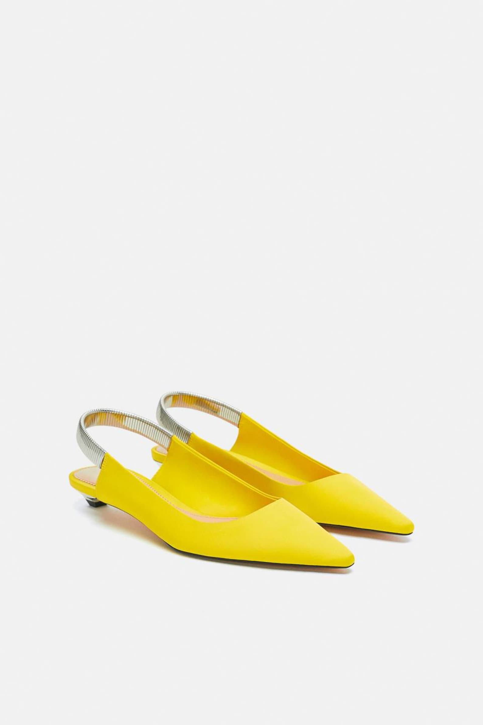 open babet shoes, yellow heel open ballet shoes. back with metallic mesh band. metallic heels. open babet shoes, yellow heel open ballet shoes. back with metallic mesh band. metallic heels.