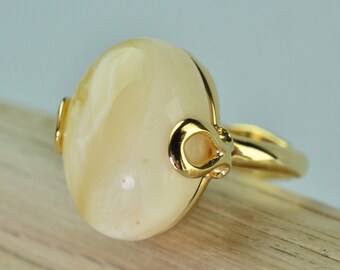 Milky Amber Gold Ring - Etsy