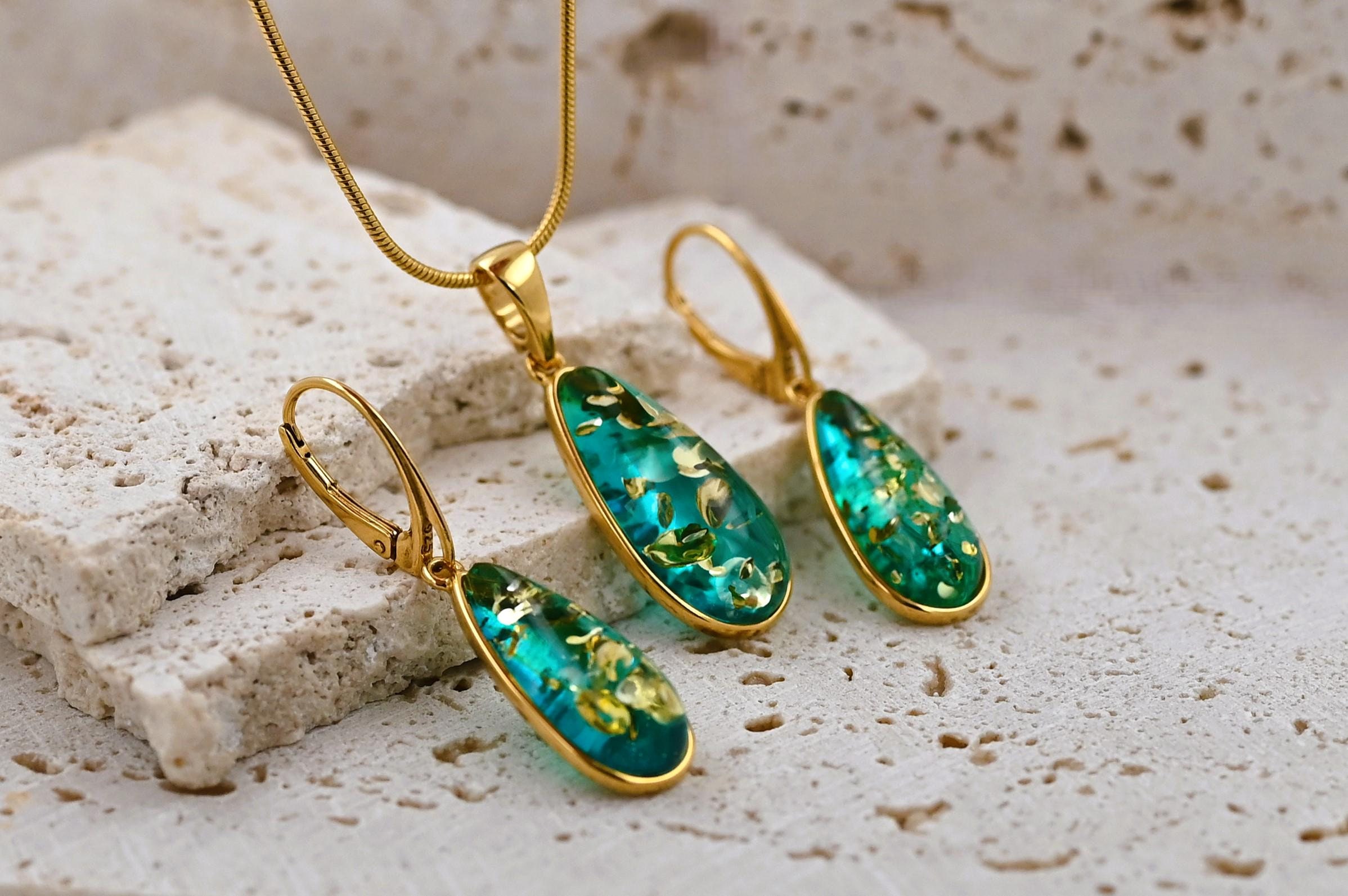 Orecchini A Gancio In Argento 925 Placcato Oro Con Ambra Baltica – Gioielli Kiara Jewellery