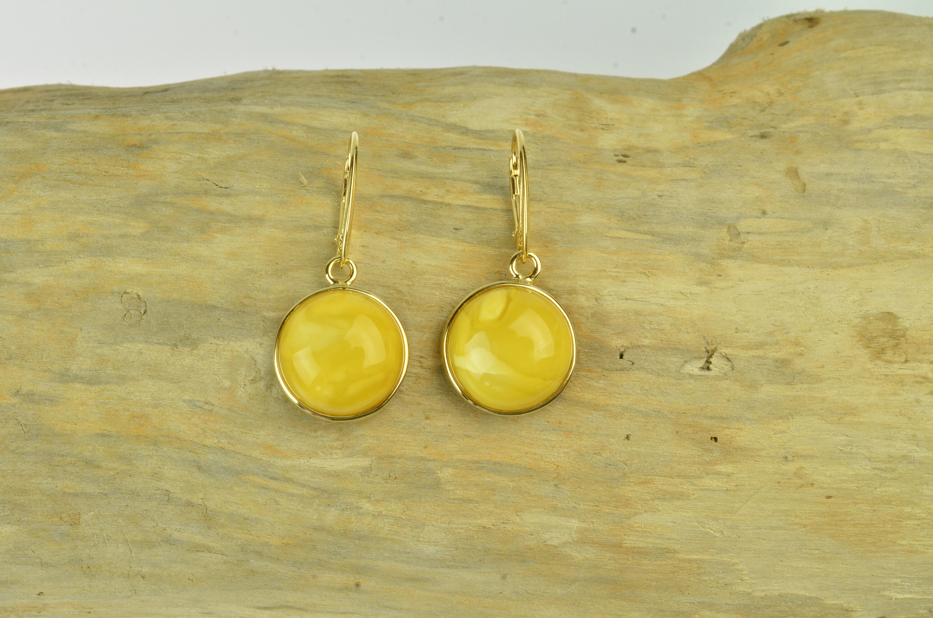 Boucles d'oreilles en argent sterling pour femmes brillantes avec ambre