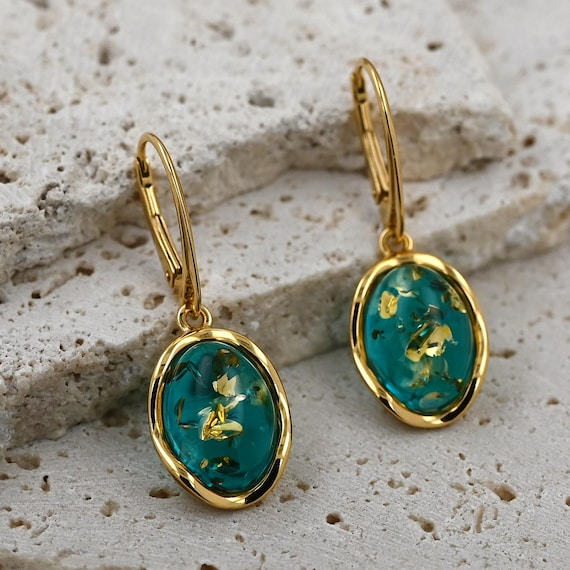 HeyMeili Orecchini a Bottone in Argento Sterling 925 con Turchese