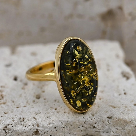 Anello Gioielli Fatto A Mano In Ambra Baltica Argento - Foto 2