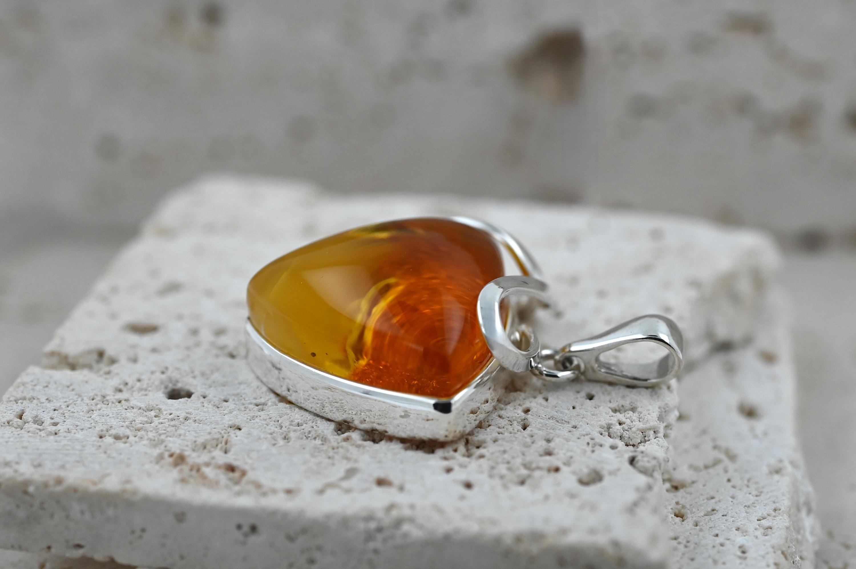 Incredibile ciondolo in argento sterling 925 fatto a mano con ambra baltica, pietra preziosa acquista in modo economico - spedizione gratuita, recensioni reali con foto