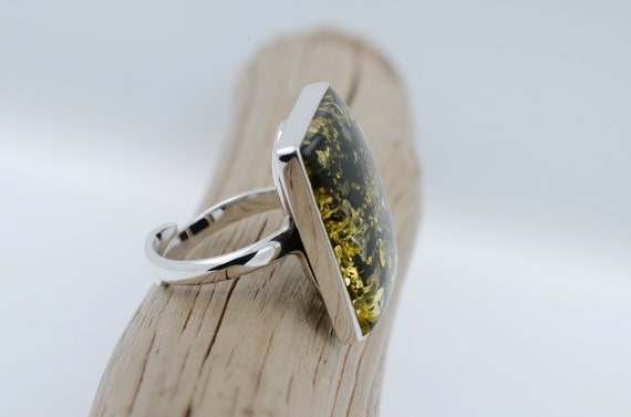 大粒 琥珀 グリーンアンバー リング シルバー925 楽天市場】シルバー リング（種類（宝石）アンバー・琥珀）の通販