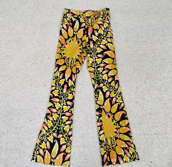 Colourful Retro Groovy Flared Trousers, Funky Flo… - image 2