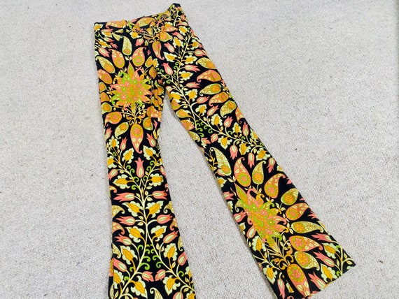 Colourful Retro Groovy Flared Trousers, Funky Flo… - image 6