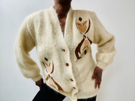 Cream Furry Cardigan, Small Medium Large XL, Fluf… - image 1