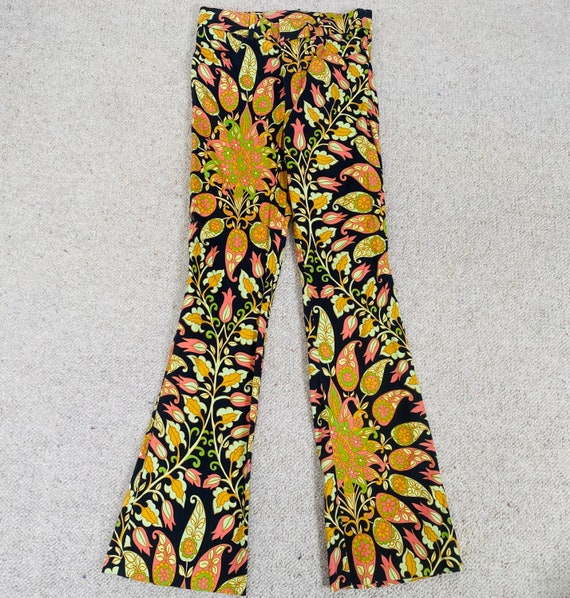 Colourful Retro Groovy Flared Trousers, Funky Flo… - image 9