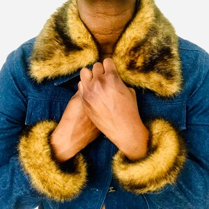 Fur Trim Denim Coat -  UK