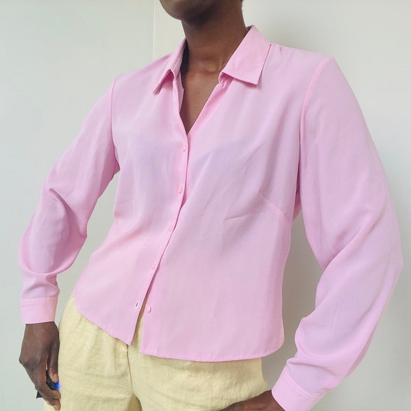 Dusty Rose Shirt with Puff Sleeves and Subtle Texture – AVA SHIRT