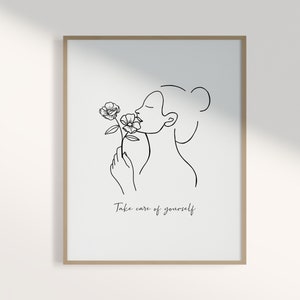 Modern Wall Art, Line Art Print, Minimal Line Drawing Woman, Black and White Prints, Printable Wall Art, Female Poster, Line Illustration