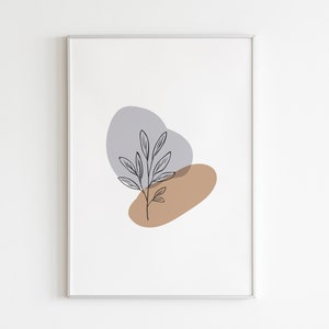 Botanical Line Art Print, Downloadable Botanical Wall Art, Modern Digital Art, Living Room Wall Print, Printable Wall Art