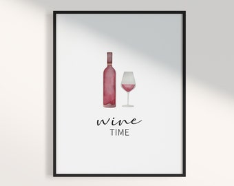 Wine Print, Wine Printable Wall Art, Wine Drawing, Kitchen Wall Art, Wine Quotes, Kitchen Printable, Wine Lover Gift, Instant Download