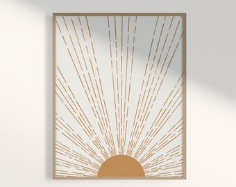 Mid Century Modern Sun Print: Abstract Sunrise Poster (Digital Download)
