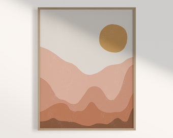 Abstract Landscape Print: Terracotta Boho Wall Art (Digital Download)