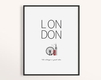 London Print, City Wall Art, Printable London Poster, City Prints, City Poster, Modern Digital Prints, London Gift