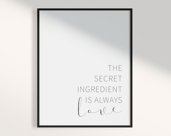Kitchen Quote Print: Cooking Love, Minimalist Wall Art (Digital Download)