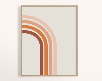 Rainbow Print, Terracotta Rainbow Wall Art, Boho Rainbow Poster, Minimalist Boho Wall Print, Printable Peachy Wall Art