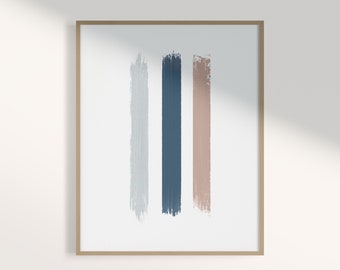 Abstract Brush Strokes Print: Navy Blue Modern Wall Art (Digital Download)