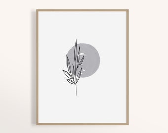 Botanical Line Art Print: Minimalist Leaf Illustration (Digital Download)
