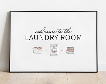 Laundry Prints, Laundry Room Decor, Printable Wall Art, Downloadable Prints, Laundry Room Poster, Horizontal Prints, Home Decor, Gift Modern