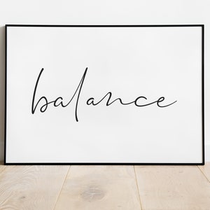 Bilancia arte murale stampabile, poster orizzontale, stampe minimaliste in bianco e nero