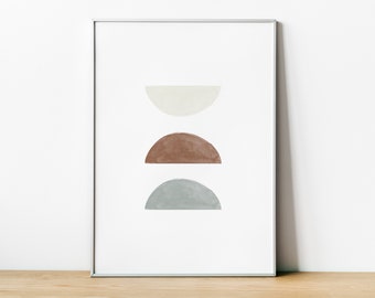 Mid Century Modern Wall Art, Geometric wall Print, Neutral Color Wall Decor, Living Room Art Prints, Boho Poster