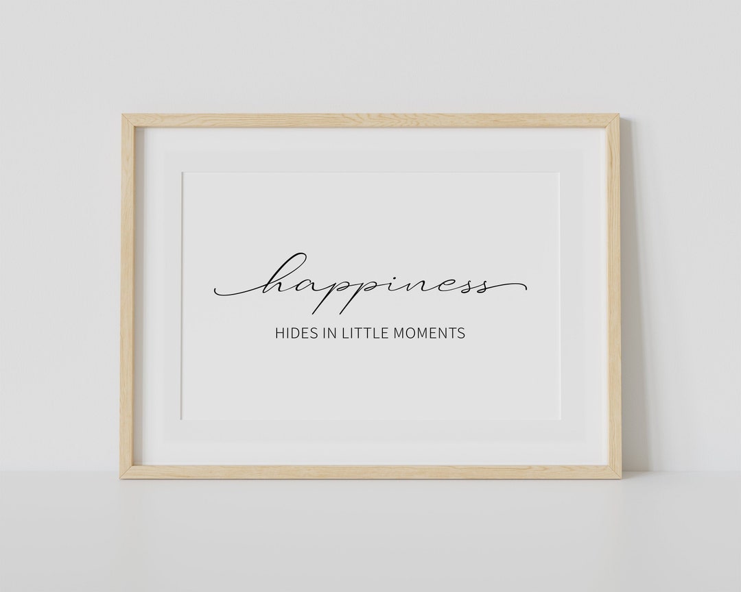 Happiness Quote Print: Minimalist Black and White Wall Art (digital ...