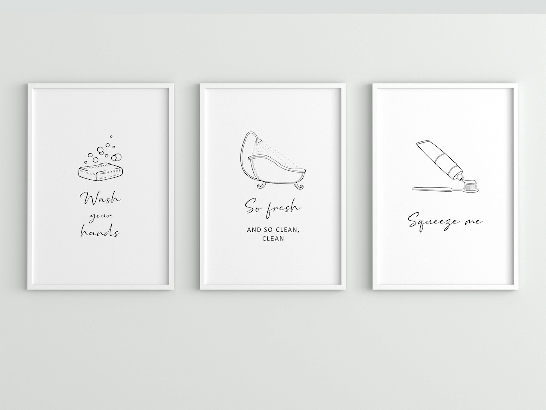 Printable Bathroom, Bathroom Prints, Set of 3, Bathroom Wall Art ...