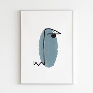 Arte impressa com linhas abstratas azuis: esboço minimalista (impressões para download)