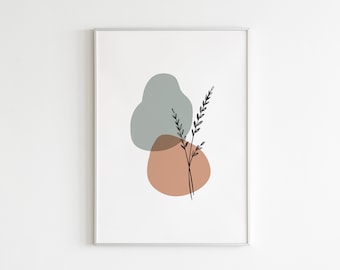 Abstracte botanische print: minimalistische plantenkunst (digitale download)