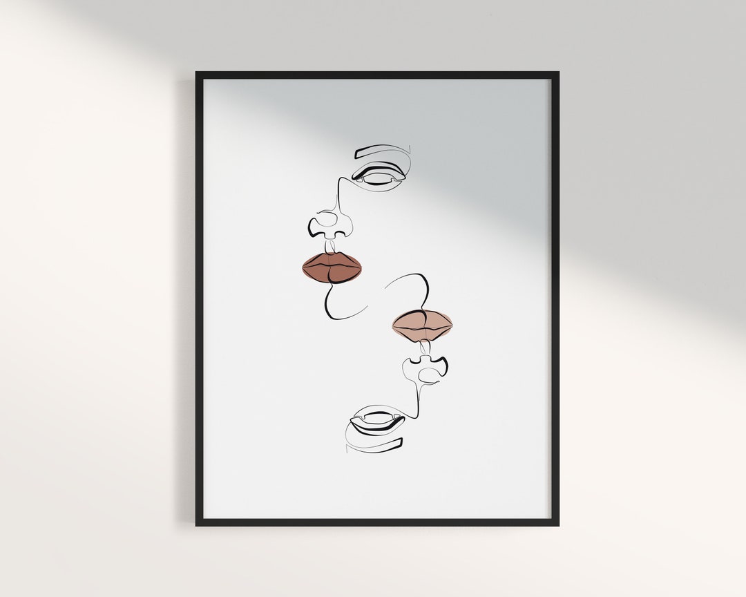 Abstract Face Line Art Print: Minimalist Woman Portrait (digital ...