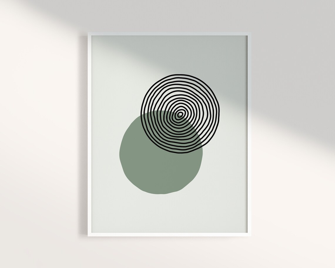 Green Printable Wall Art Modern Mid Century Prints Abstract | Etsy
