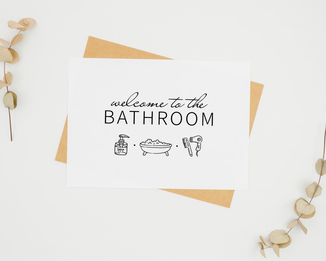 Black and White Bathroom Printable Horizontal Prints Home | Etsy