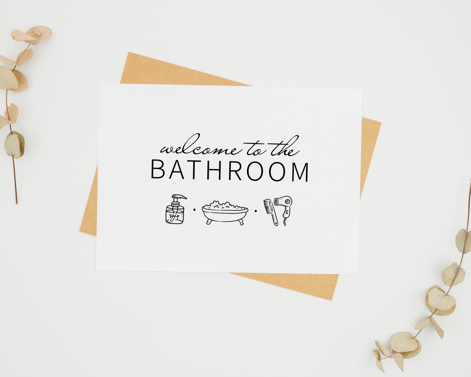 Black and White Bathroom Printable Horizontal Prints Home | Etsy