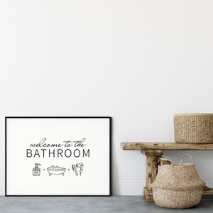 Black and White Bathroom Printable, Horizontal Prints, Home Decor ...