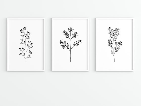 Black and white botanical prints deals