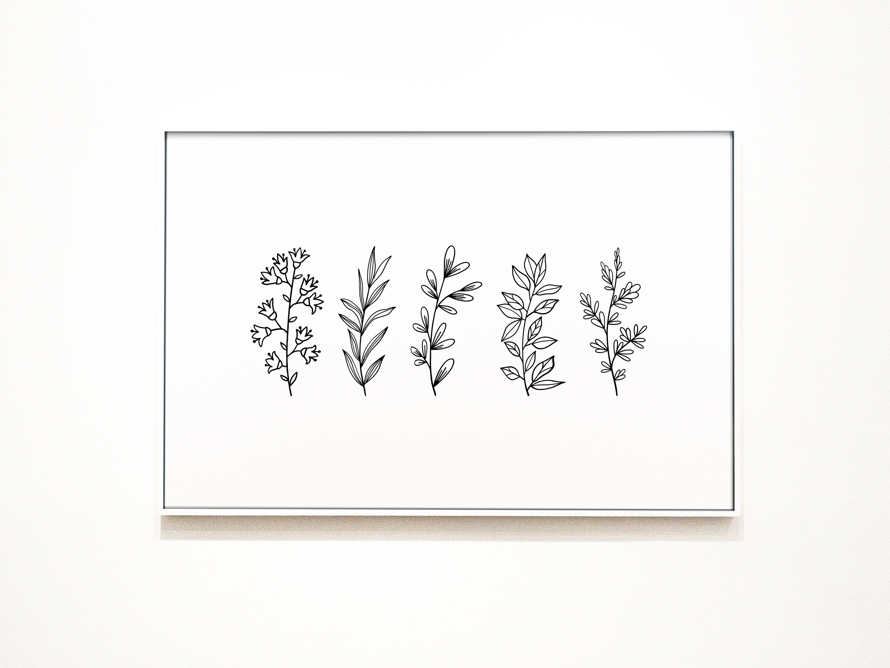 Minimalist Botanical Line Art Print: Black and White (digital Download ...