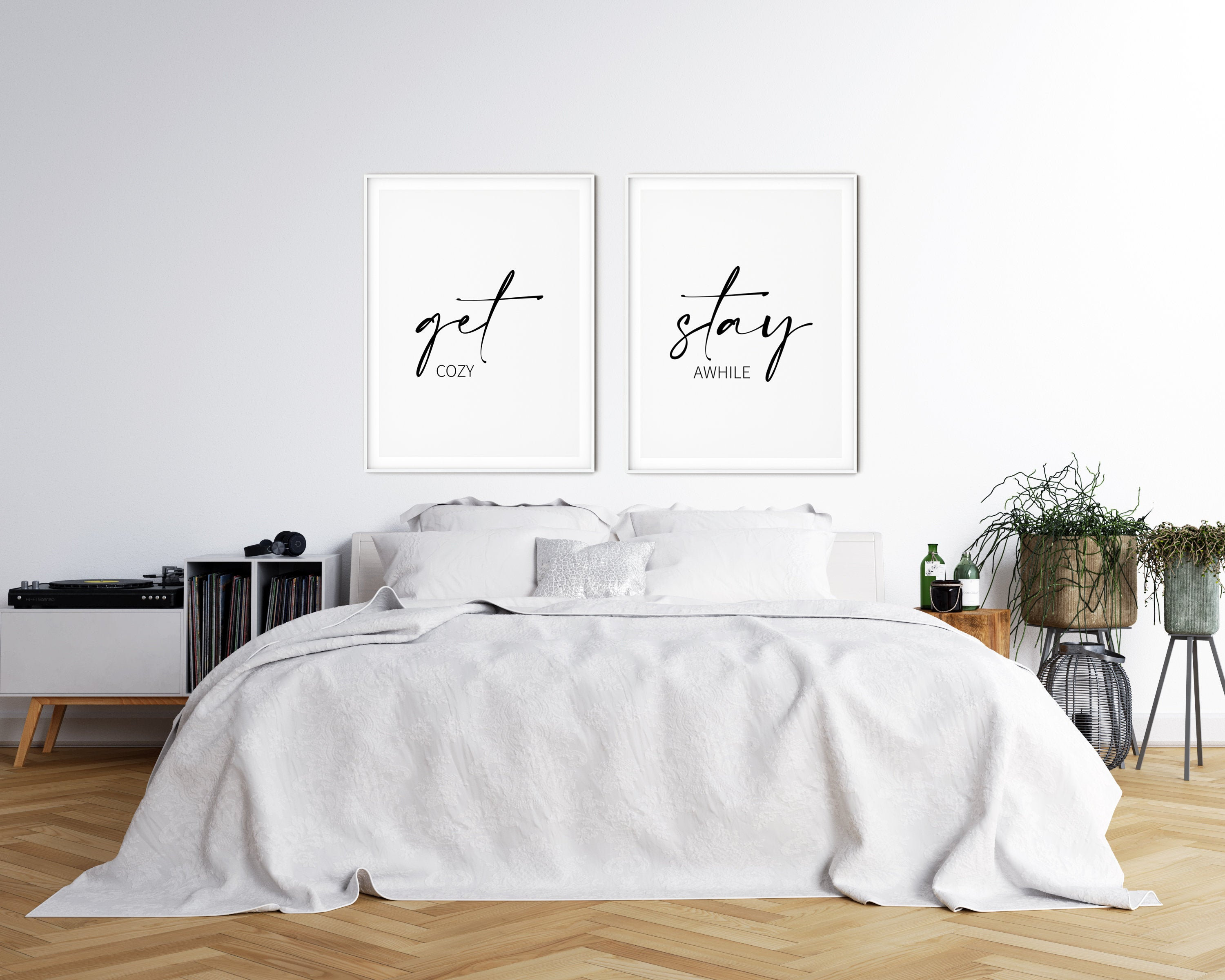 Bedroom Wall Decor Set of 2 Prints Above Bed Decor Get Cozy | Etsy