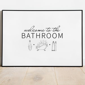Modern Bathroom Wall Art: Minimalist Decor Printable (Digital Download)
