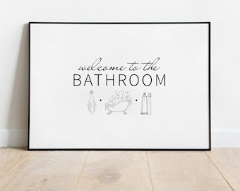 Moderne badkamermuurkunst: minimalistisch decor afdrukbaar (digitale download)