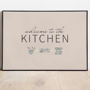 Willkommen in der Küche Print: Moderne minimalistische Küchen Wandkunst (Digitaler Download)