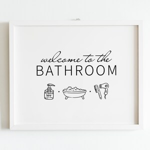 Black and White Bathroom Printable, Horizontal Prints, Home Decor ...