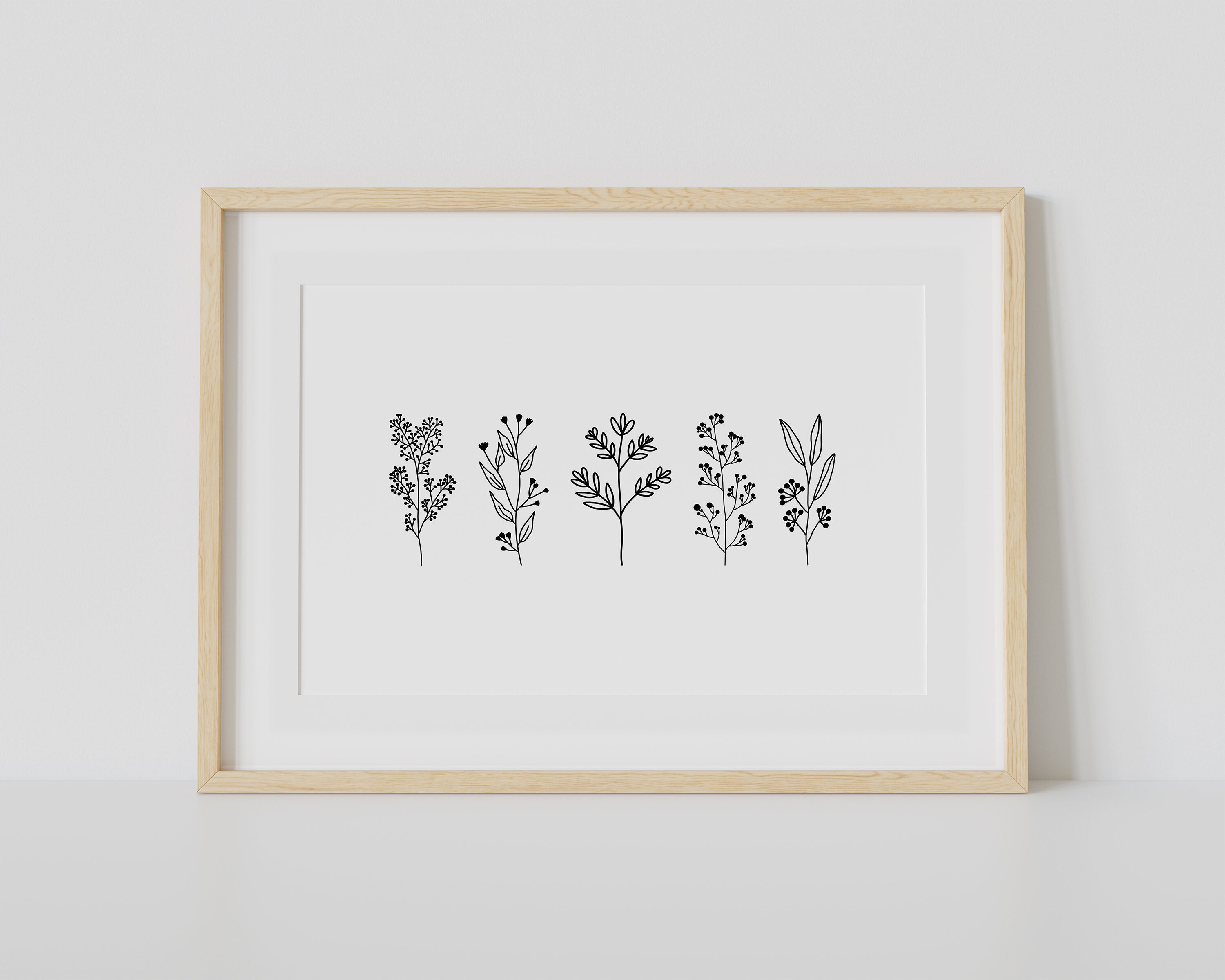 Curated visual reference: Gallery Detail: Minimalist Botanical Art Print Black And White Prints