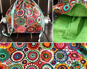 Canvas Project Bag - Funky Flower Design