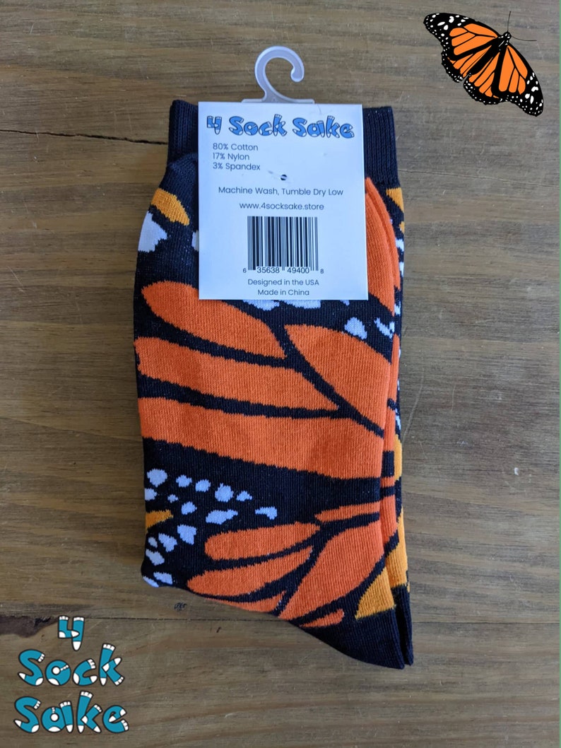 Women's Monarch Butterfly Socks Crew image 5