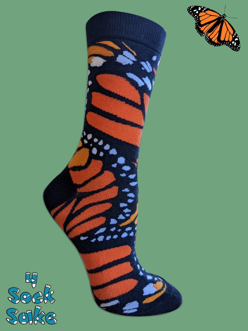 Women's Monarch Butterfly Socks Crew image 3