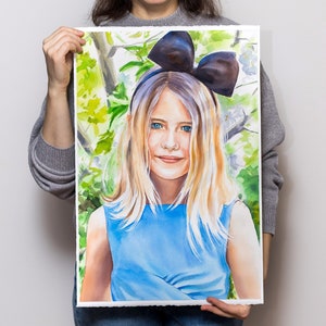 Custom portrait from photo. Original watercolor painting birthday gift for Mom. Baby girl gift personalized. Birthday family gift.