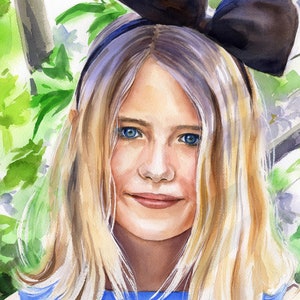 Commission painting from photo. Custom portrait gift idea for her. Birthday gift for mom. Original watercolor art family gift idea