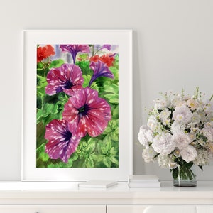 Original Pink Flower Watercolor Painting: Hand Painted Floral Wall Art.